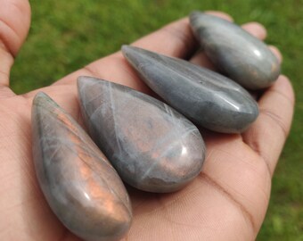 Grey Labradorite Teardrop Pendants / Assorted Sizes