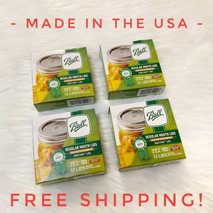 48 Ball Regular Mouth Canning Jar SureTight Lids - Lot of 4 Boxes / Packs of 12 Lids Each - 48 Lids Total - BPA Free - Brand New In Box