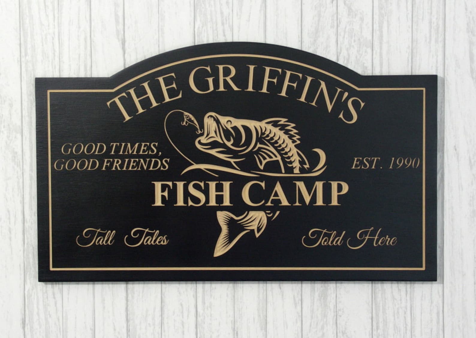 Fish Fishing Fish Camp Sign Personalized Carved Wood Sign Man - Etsy
