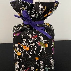 Tissue Box Cover, Square, Skeletons, Musical Instruments, Halloween