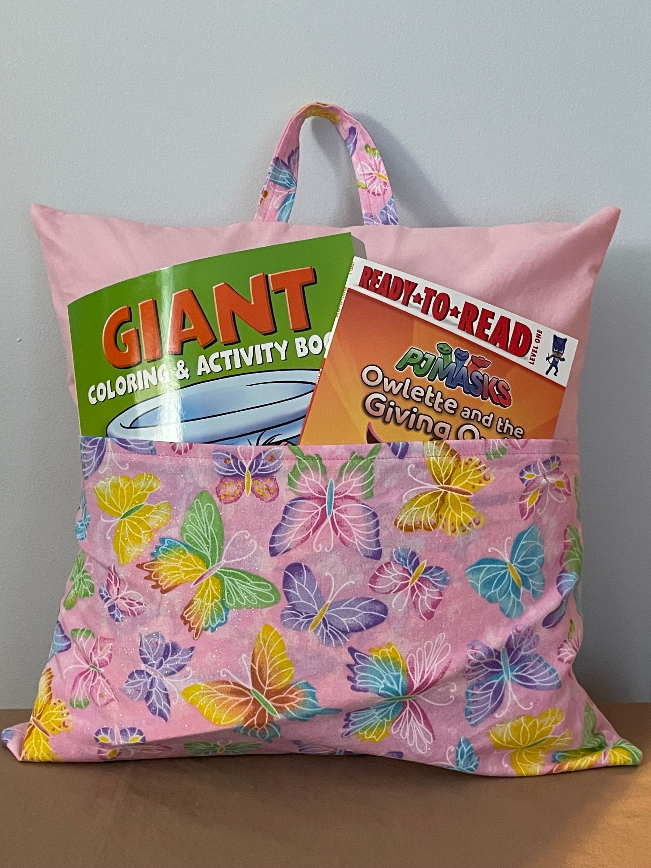 Pocket Pillow With Handle Pink Sparkling Butterflies Etsy