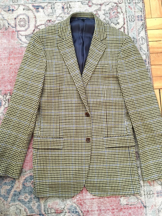 Classic men's houndstooth blazer--olive, blue, bl… - image 1