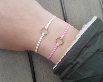Waterproof String Bracelet Mother/'s Day Gift Little Bronze Circle Charm Bracelet Minimalist Teen Gift Wish Bracelet Christmas Gift