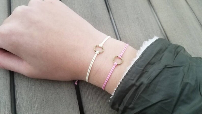 Waterproof String Bracelet Mother/'s Day Gift Little Bronze Circle Charm Bracelet Minimalist Teen Gift Wish Bracelet Christmas Gift