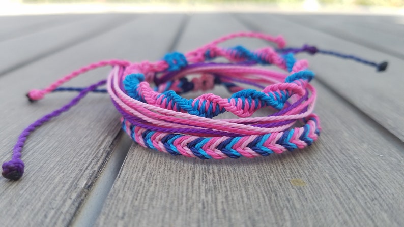 Mother/'s Day Gift Pink Waterproof Bracelets Blue Bracelet Set Purple Teen Gift Personalized Gifts Wax Cord Bracelet Set