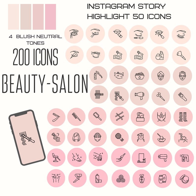 Pack Beauty-salon Instagram Story highlights icon | Etsy
