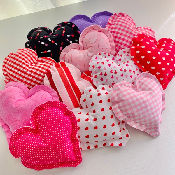 Valentine's Day Decor | Small Heart Pillows | Stuffed Hearts | Plush Hearts | Red And Pink Fabric Hearts | Tiered Tray Decor Fillers | Heart