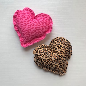 Cheetah Print Heart | Valentine&#39;s Day Decor Small Heart Pillow | Stuffed Hearts | Valentine&#39;s Day Heart Pillows | Red And Pink Fabric Hearts
