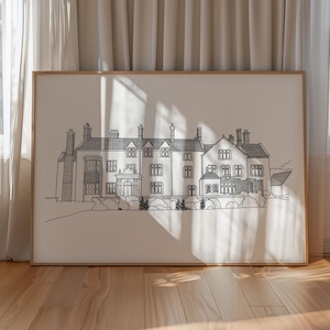 Custom Building Line Drawing: Hand-Drawn Home / Wedding Venue / Special Location Illustration - Drawing from Photo - Art Gift