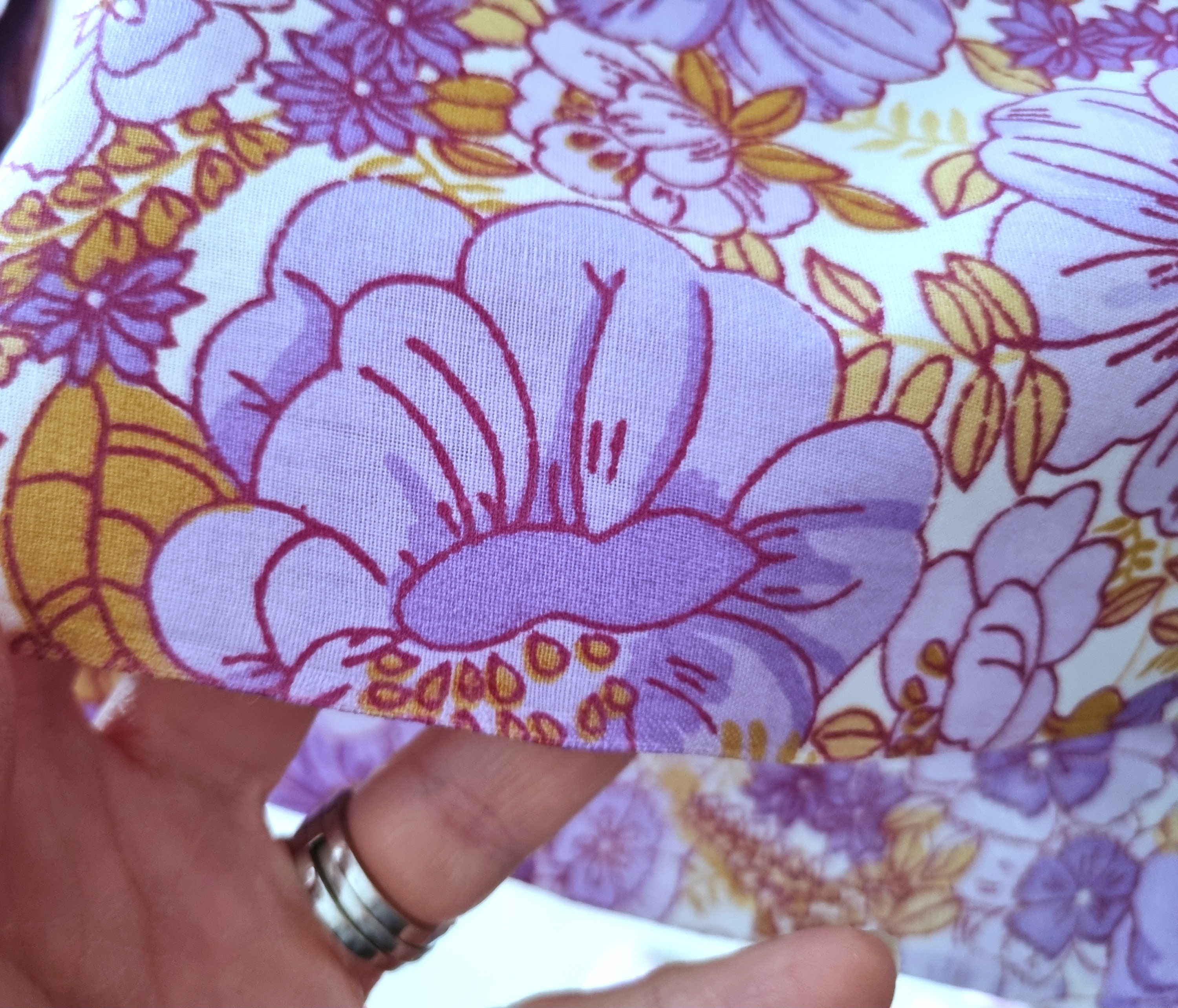 Vintage Fabric, 70s Fabric New Unused, Retro Fabric, Purple