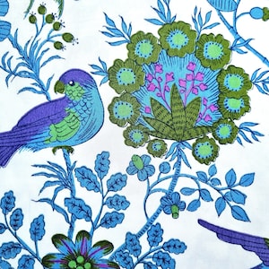 70s Jonelle Fabric: Vintage Boho Floral Bird Cotton