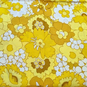 Vintage Fabric 70s Fabric New Unused Midcentury Dorma Retro Flower Power Boho Hippy Chic Kitsch Mustard Yellow Tan image 4