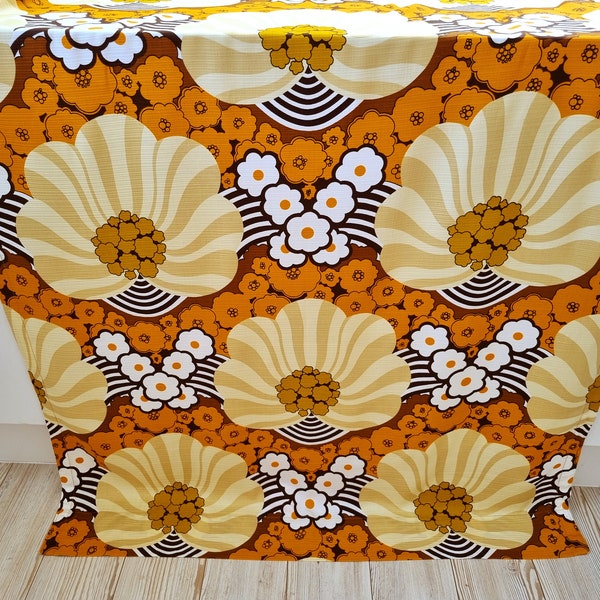 Vintage Fabric | 70s Fabric | Excellent Condition | Retro | Home Decor | Orange Brown | Mary Quant Style| Geometric |  Upholstery | Stunning