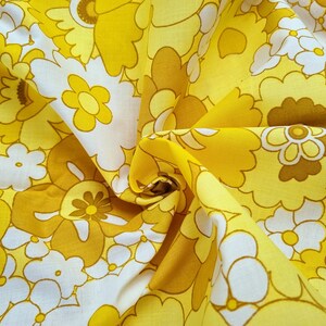 Vintage Fabric 70s Fabric New Unused Midcentury Dorma Retro Flower Power Boho Hippy Chic Kitsch Mustard Yellow Tan image 5