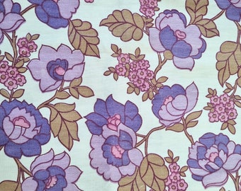 Vintage Fabric | 70s Fabric | New Unused |  Retro | Home Decor | Curtain Fabric| Purple Pink Brown |Flower Power |Boho | Stunning|