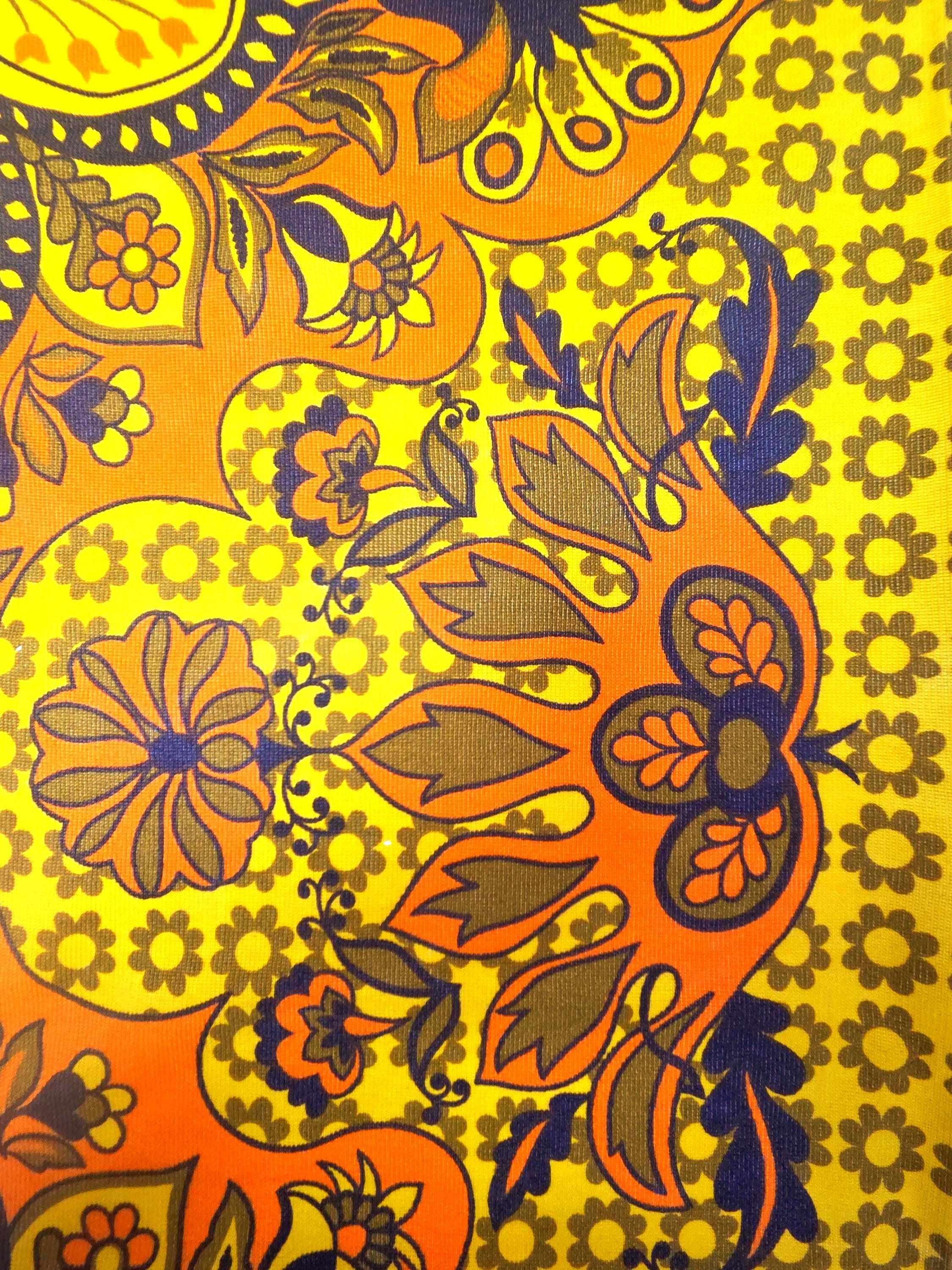 70s Fabric: New Unused Vintage Fabric, Mary Quant Style Orange