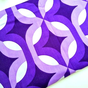70s Fabric: New Unused Vintage Fabric purple Geometric
