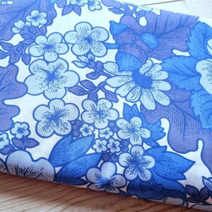 Vintage Fabric | 70s Fabric | New Unused | Retro| Home Decor | Blue | Flower Power | Stunning| Christy|