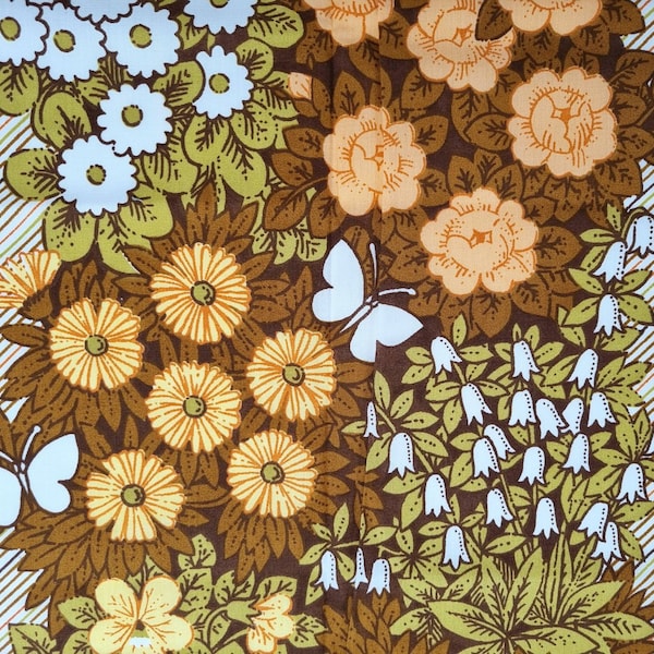 Vintage Fabric | 70s Fabric |  New Unused | Retro| Home Decor | Orange Brown Green| Geometric | Stunning| Christy | 130x50cm