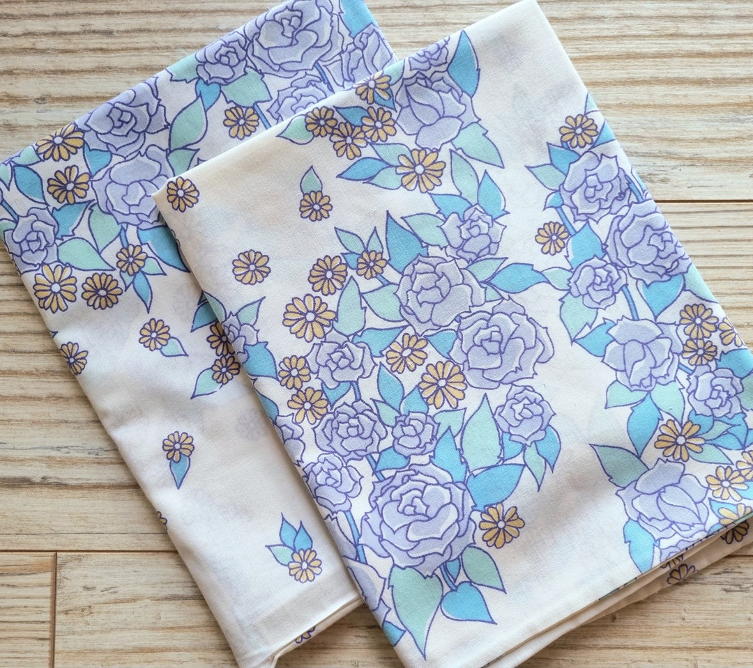 Vintage Pillowcases X2 70s Pillowcases Dorma Retro Midcentury Blue