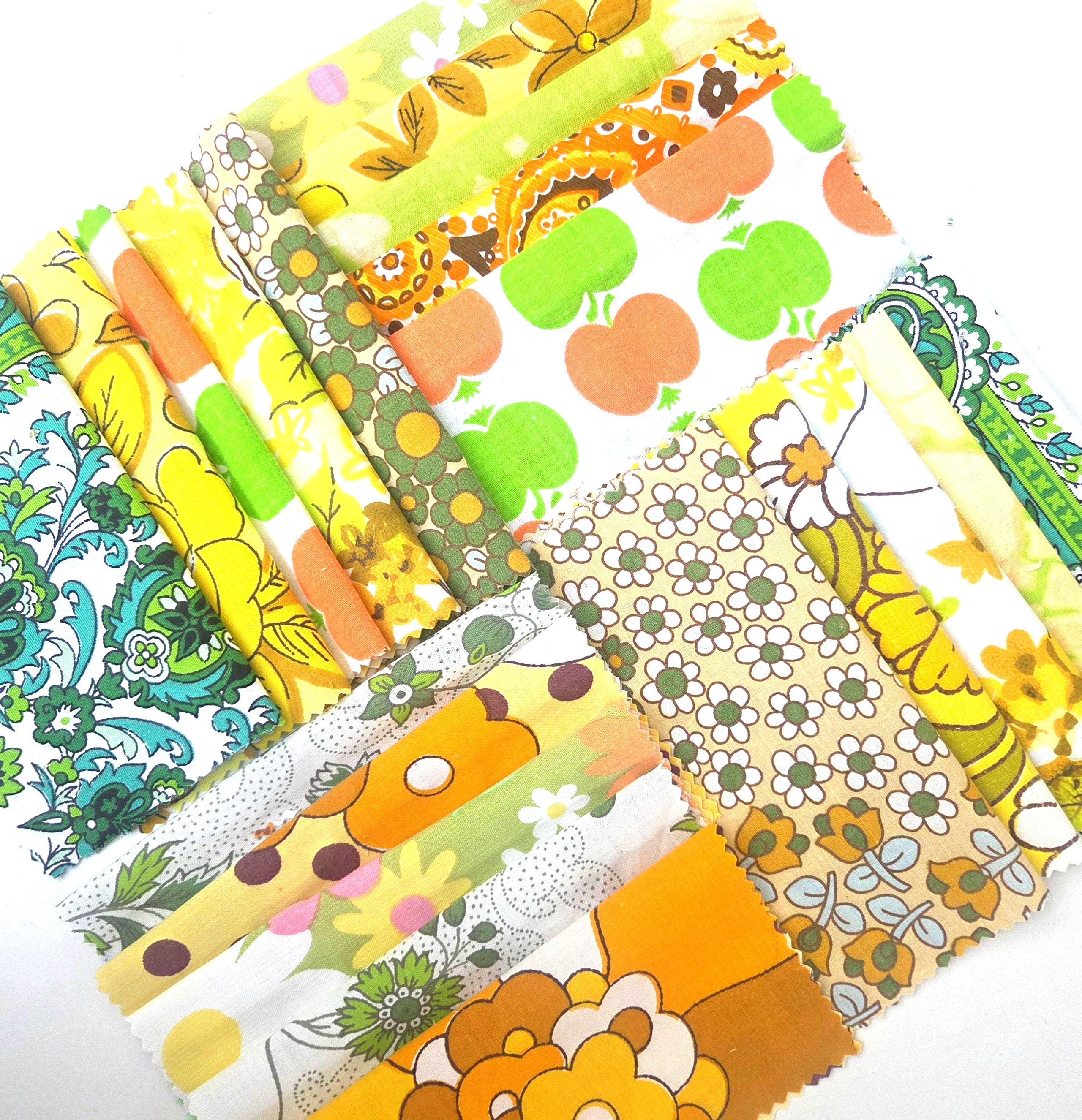 70s Fabric: 20x 6 Inch Pre-cut Vintage Fabric Squares. - Etsy