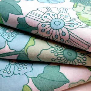 Vintage Fabric | 70s Fabric | Boho  | Vibrant | Teal Green Blue Retro |Flower Power | Midcentury | Home Decor | Vintage Jonelle| 120x50cm