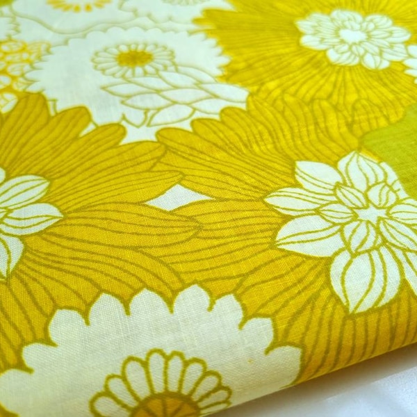 Vintage Fabric | 70s Fabric |New Unused | Retro |Midcentury| Funky Fabric | Orange Yellow Green | Flower Power |Boho | Home Decor