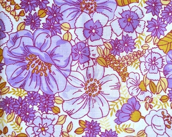 アンティーク雑貨 MAC Super Vintage Fabric 70s Vintage Fabric, 70s Fabric New Unused, Retro Fabric, Purple