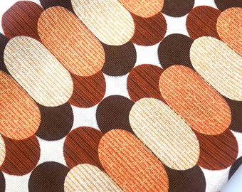 70s Fabric: New Unused Vintage Fabric, Orange and Brown Geometric Upholstery Fabric