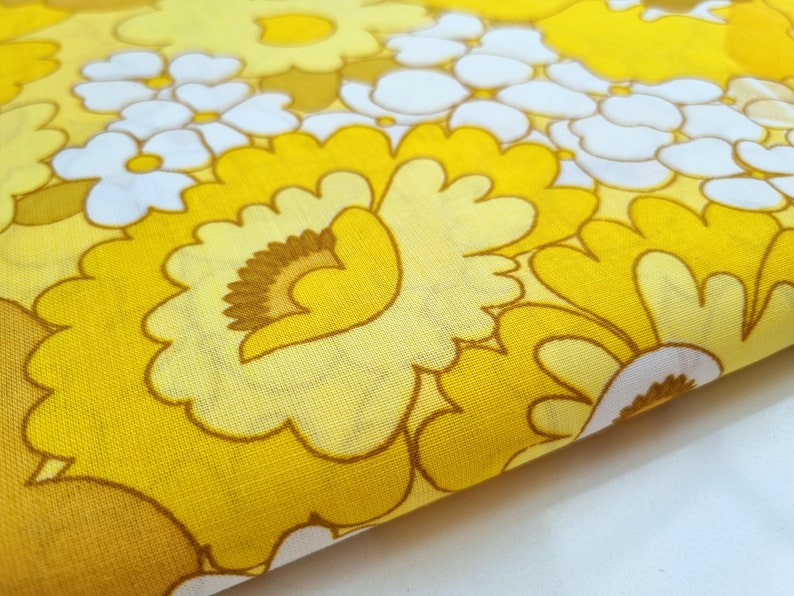 Vintage Fabric 70s Fabric New Unused Midcentury Dorma Retro Flower Power Boho Hippy Chic Kitsch Mustard Yellow Tan image 7