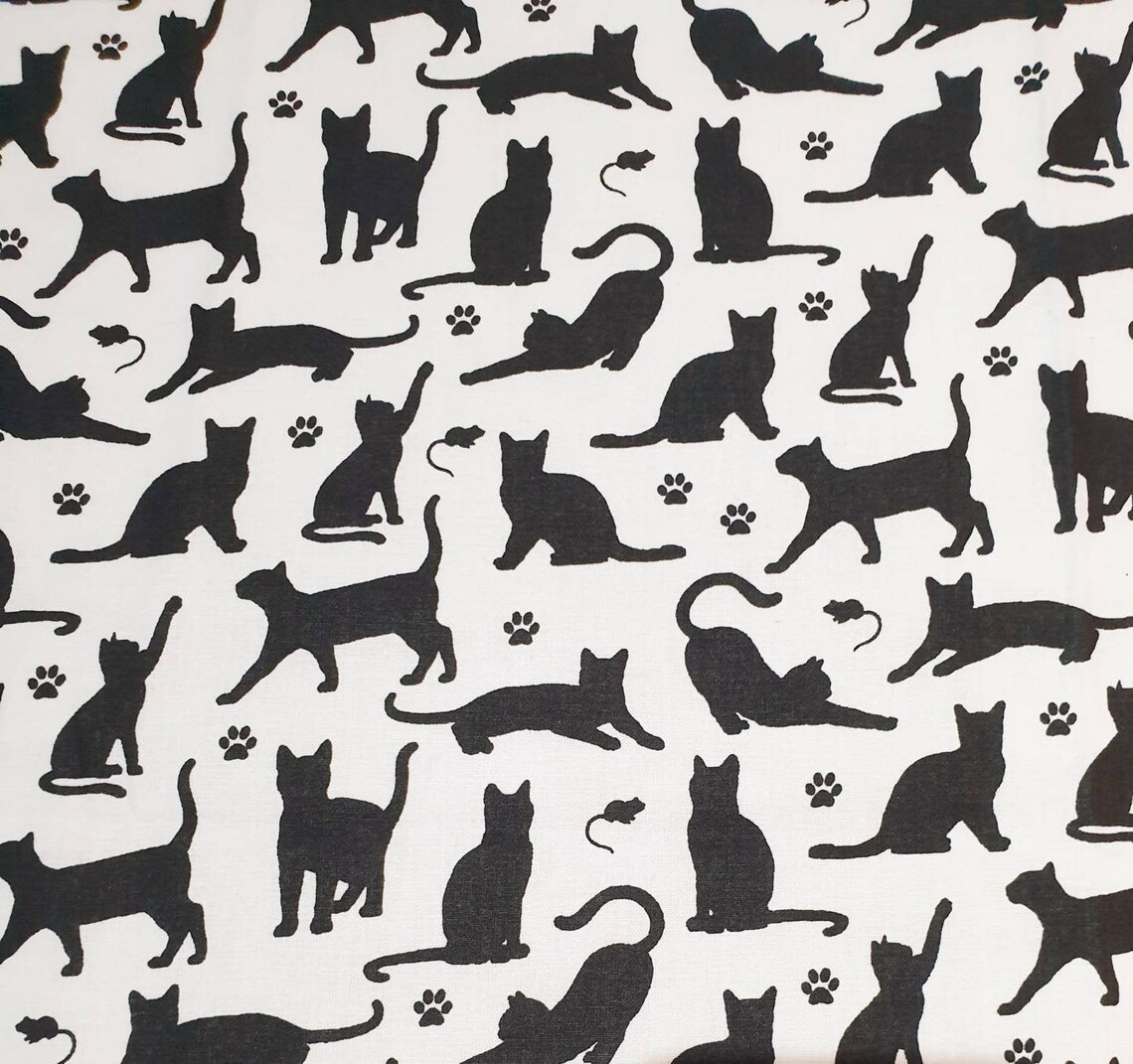 Cat Fabric Fat Quarters Cats and Paw Prints Cotton Etsy
