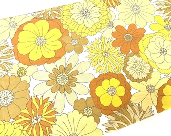 70s Fabric:  Excellent Preloved-condition Vintage Fabric by St Michael in Mustard Yellow and Brown