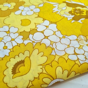 Vintage Fabric 70s Fabric New Unused Midcentury Dorma Retro Flower Power Boho Hippy Chic Kitsch Mustard Yellow Tan image 1