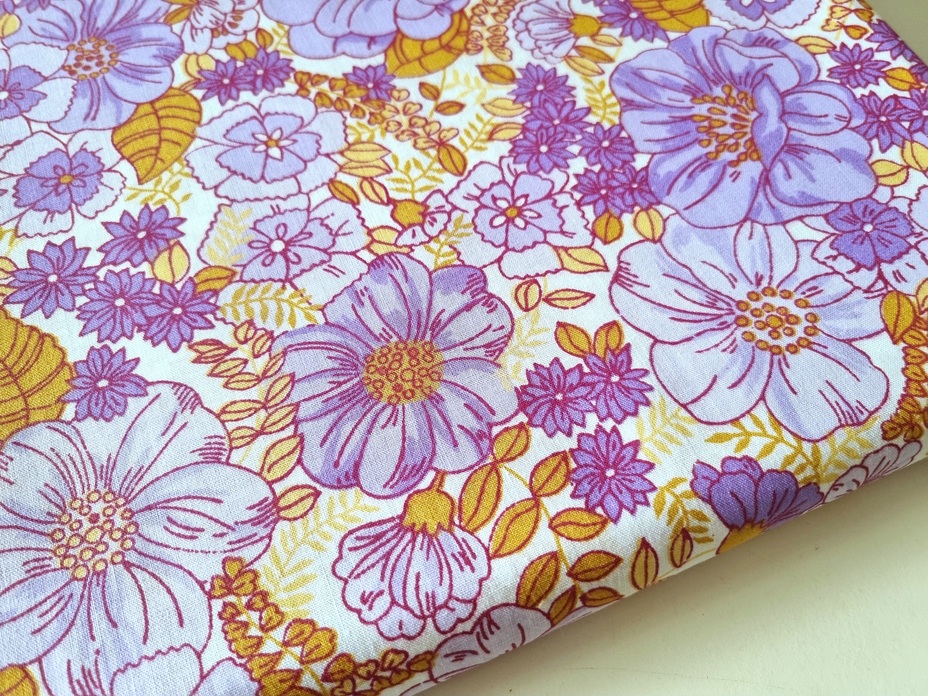 Vintage Fabric, 70s Fabric New Unused, Retro Fabric, Purple Vintage Fabric, 70s Fabric New Unused, Retro Fabric, Purple