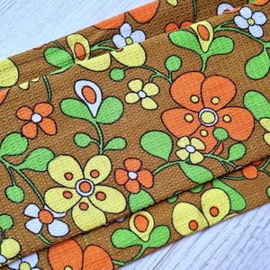 Vintage Fabric | 70s Fabric | Excellent Condition|  Retro | Home Decor | Orange Yellow Brown Green|Flower Power |Boho | Stunning|