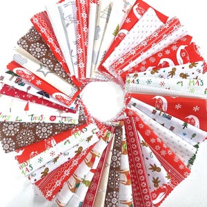 Christmas Fabric: 20 or 40x 10 inch squares, Woodland Bears, Penguins, Snowflakes