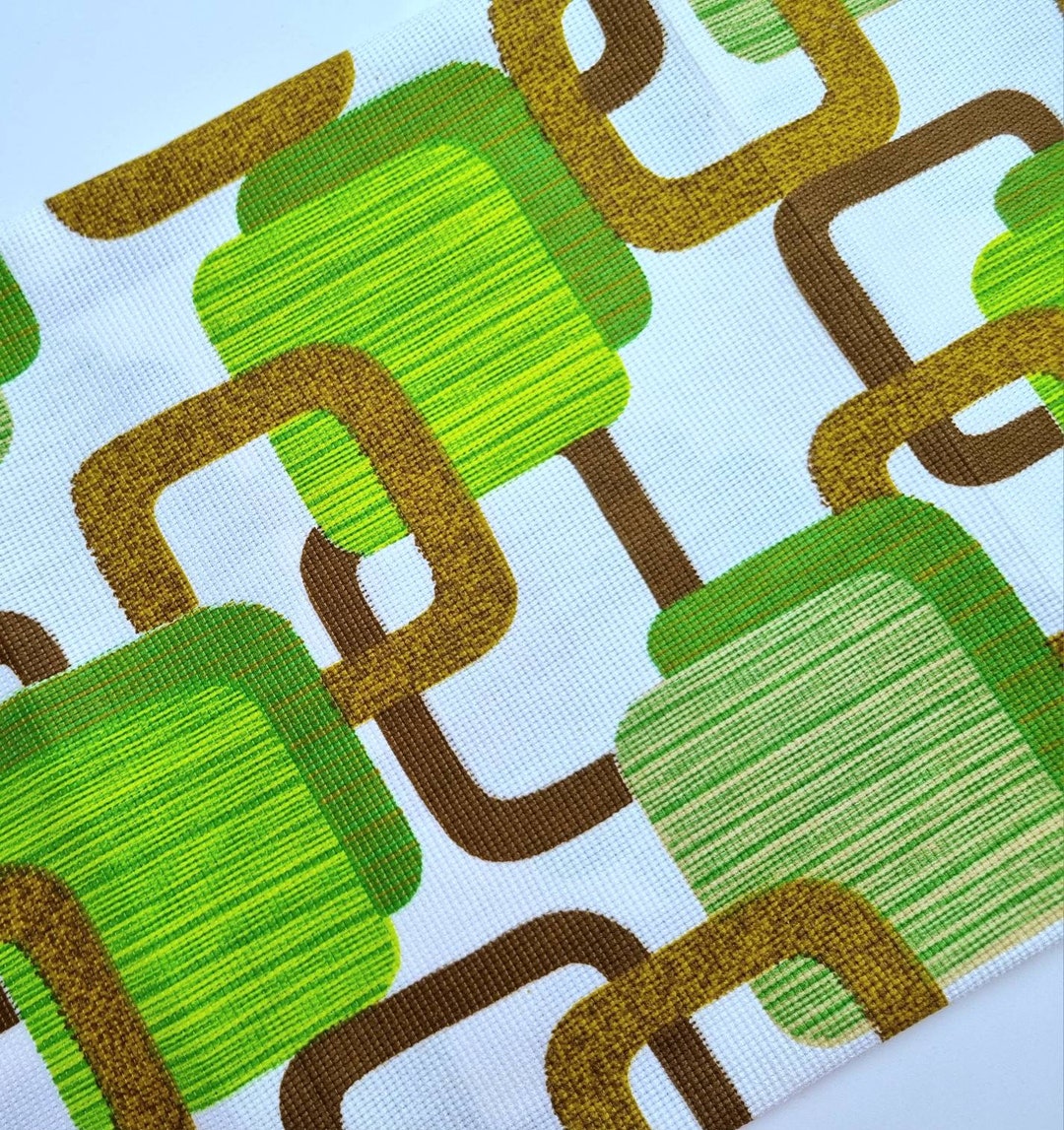 Vintage Fabric 70s Fabric Retro Home Decor Curtain Etsy