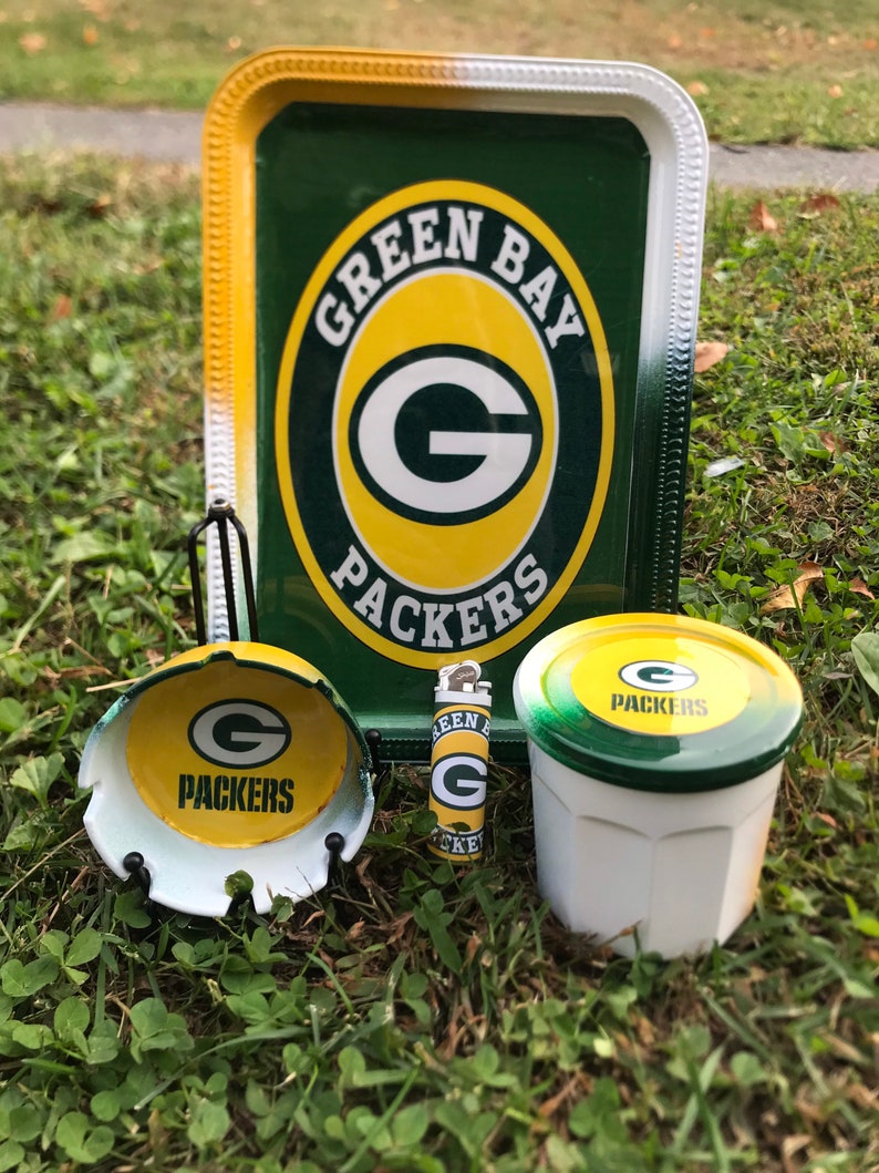 Green Bay Packers Rolling Tray Set Etsy