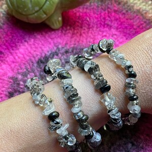 Tourmalinated Quartz Nugget Bracelet 7+ inches