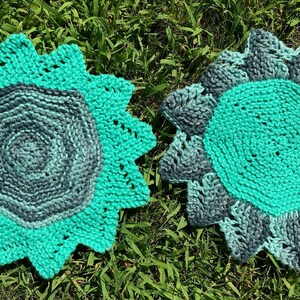 Handknit Cotton Pair-Washcloths, Dishcloths, Coasters, Table Runners, Doilies, Crystal Grid Cloth