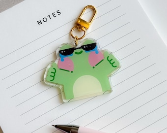 Positive Cool Crying Froggie Friend – Acrylic Charm Keychain