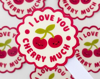 Adorable "I Love You Cherry Much" – Matte Vinyl Waterproof Sticker