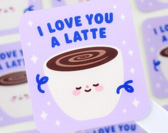 Adorable "I Love You A Latte" – Matte Vinyl Waterproof Sticker