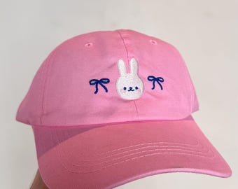 Pink Cap with Bunny Embroidery Design