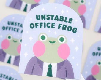 Suit Frog "Unstable Office Frog" – Matte Vinyl Waterproof Sticker