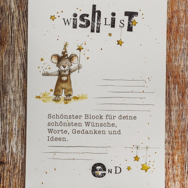 Notizblock "WISHLIST" Wunschliste DinA 5 liniert