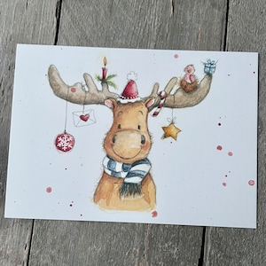 Postcard "Christmas moose"