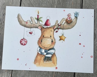 Postkarte "Weihnachtselch"