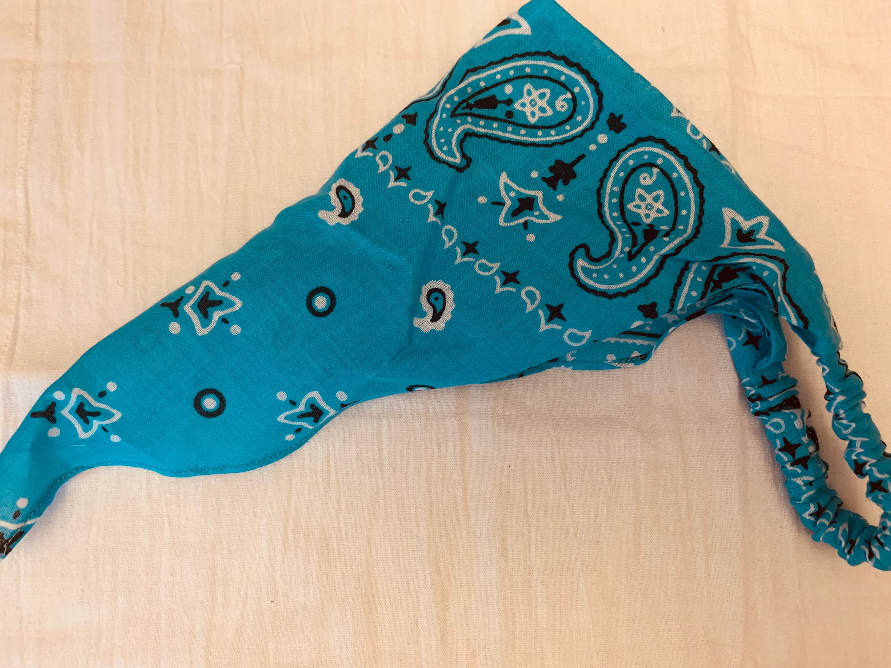 Head Scarf bandana print Turquoise Cotton fun for summer beach Etsy