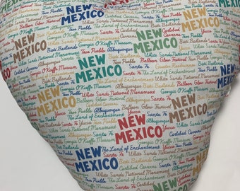 Heart Throw pillow 18” New Mexico cities multi color print Cotton collectible pre order Valentines Day gift 2 sizes